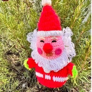 Crochet Santa Claus Ornament‎ Handmade Xmas Holiday Decoration